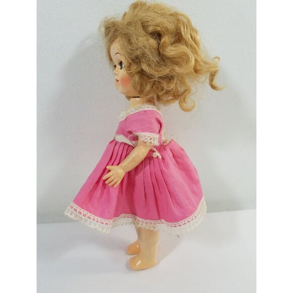 Pam Doll Walking Doll 9" Blonde Original Dress Head Turns as Legs Move Vtg 1050s - Picture 5 of 15
